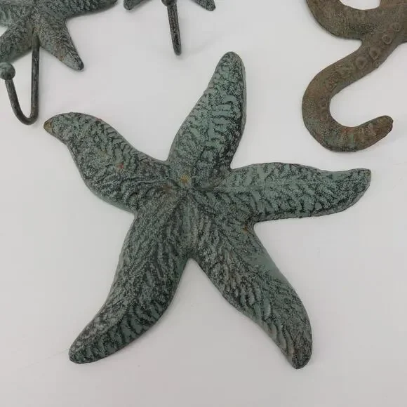 Bath Metal Coastal Mermaid Starfish Green Distressed 7 pcs - Picture 10 of 16